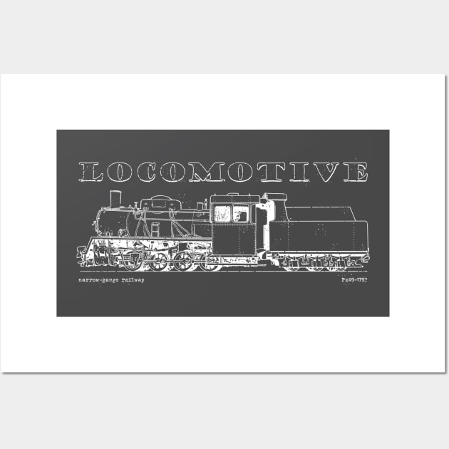 Drawing of narrow-gauge railway locomotive Wall Art by StefanAlfonso